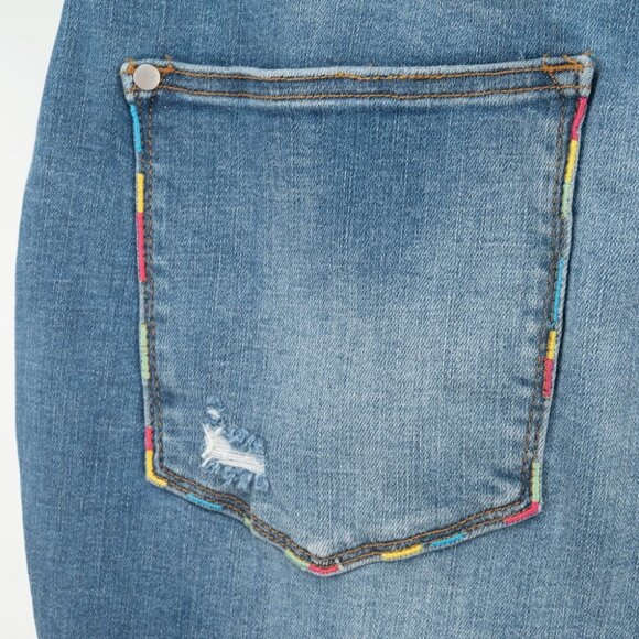 Judy Blue Medium Blue Skinny Jeans with Colorful Accents - Picture 8 of 9